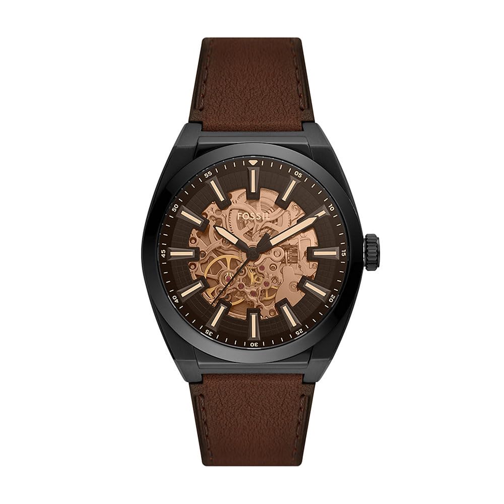 Fossil Men Analog Automatic Watch with Leather Strap
