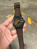 Fossil Men Analog Automatic Watch with Leather Strap