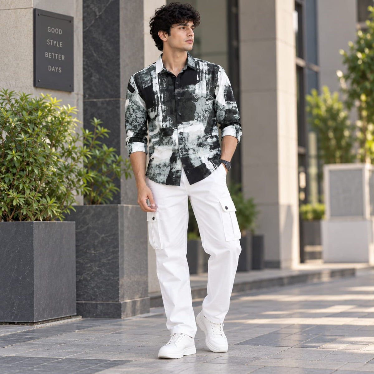 Monochrome Streetwear Printed Shirt