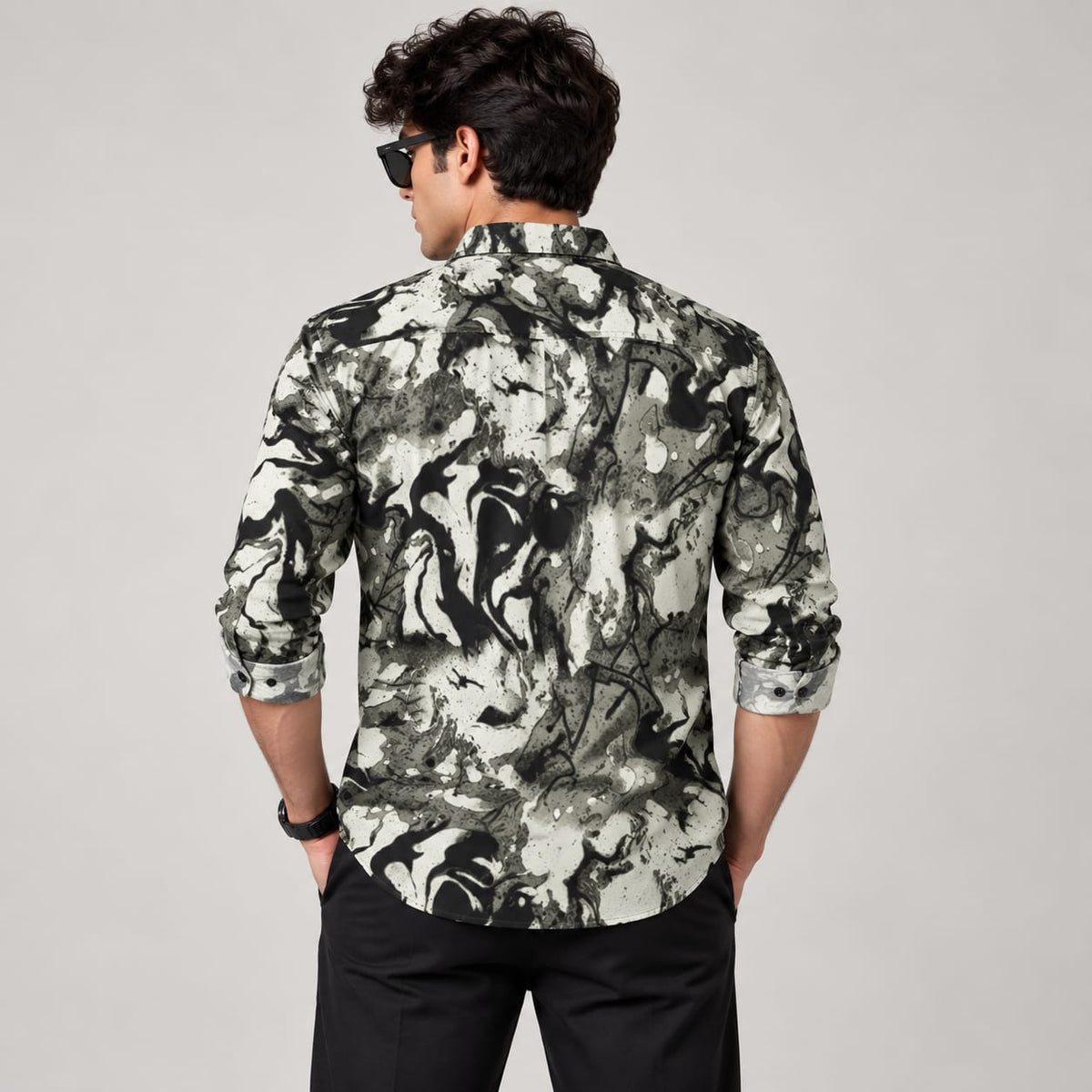Abstract Fluid Marble Printed Casual Shirt