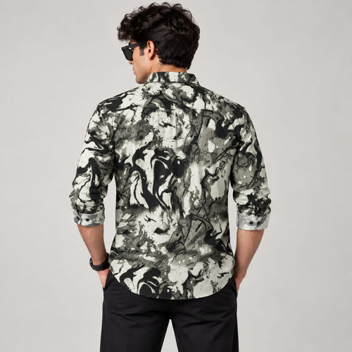 Abstract Fluid Marble Printed Casual Shirt