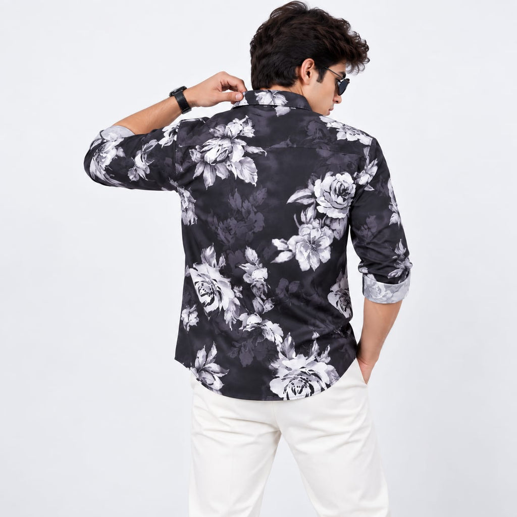 Dark Rose Graphic Print Casual Shirt
