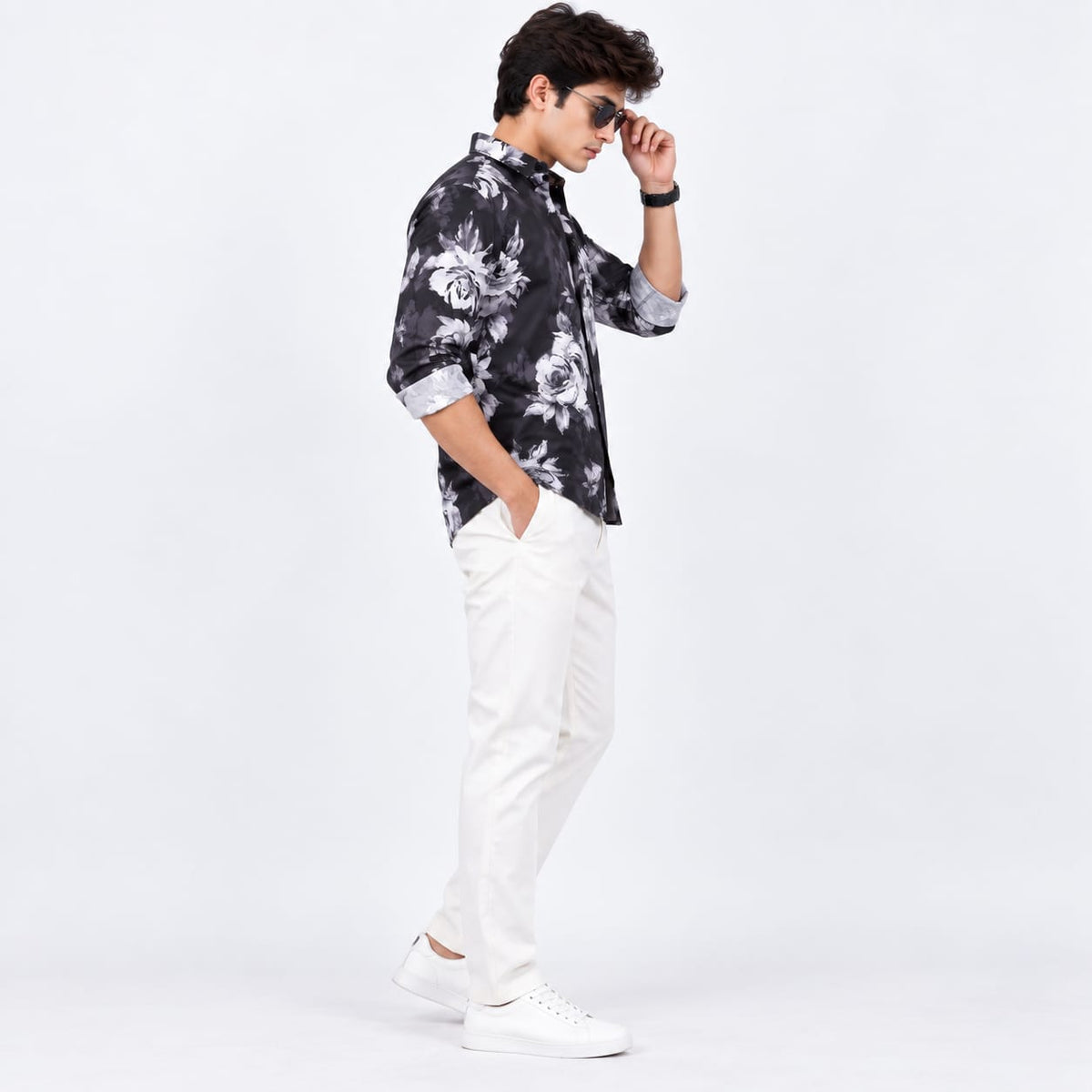 Dark Rose Graphic Print Casual Shirt