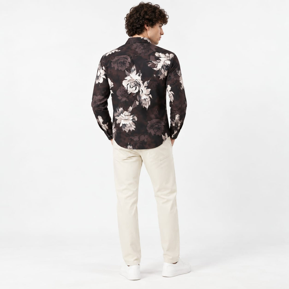 Vintage Rose Graphic Print Casual Shirt