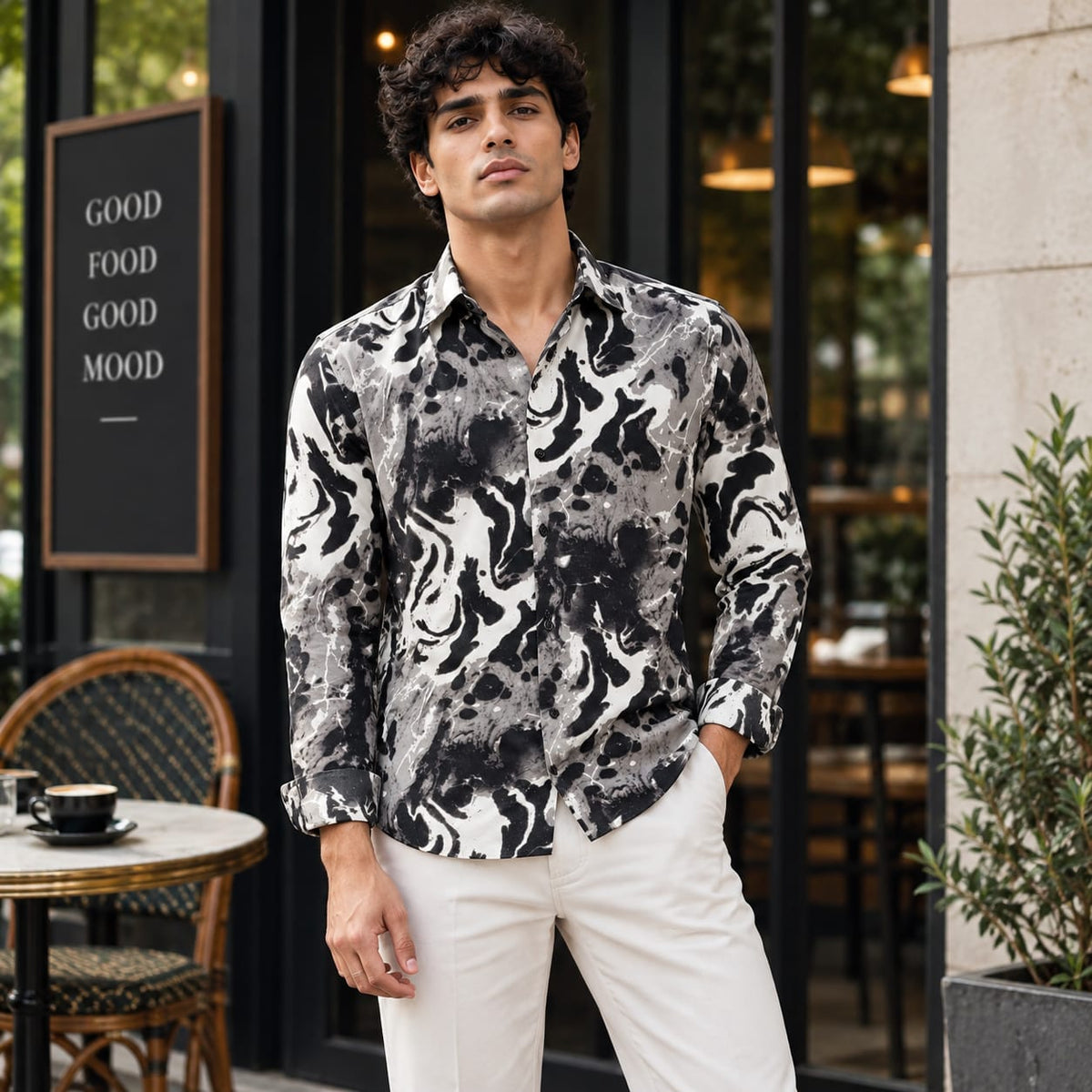 Ink Swirl Abstract Printed Shirt