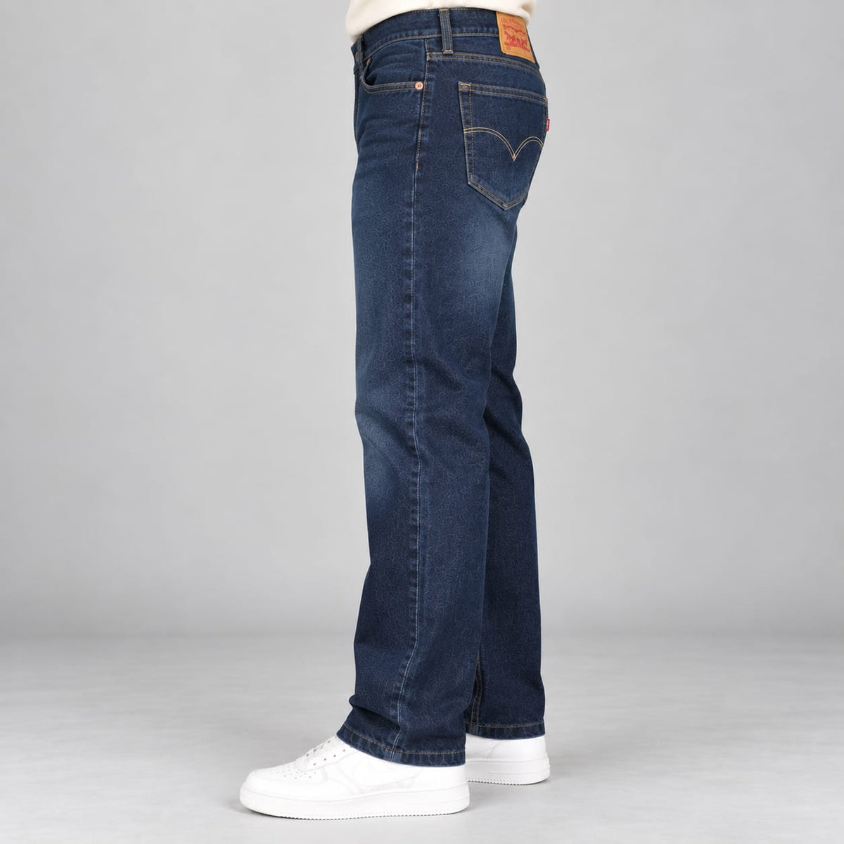 Men’s Dark Indigo Blue Straight Fit Washed Denim Jeans