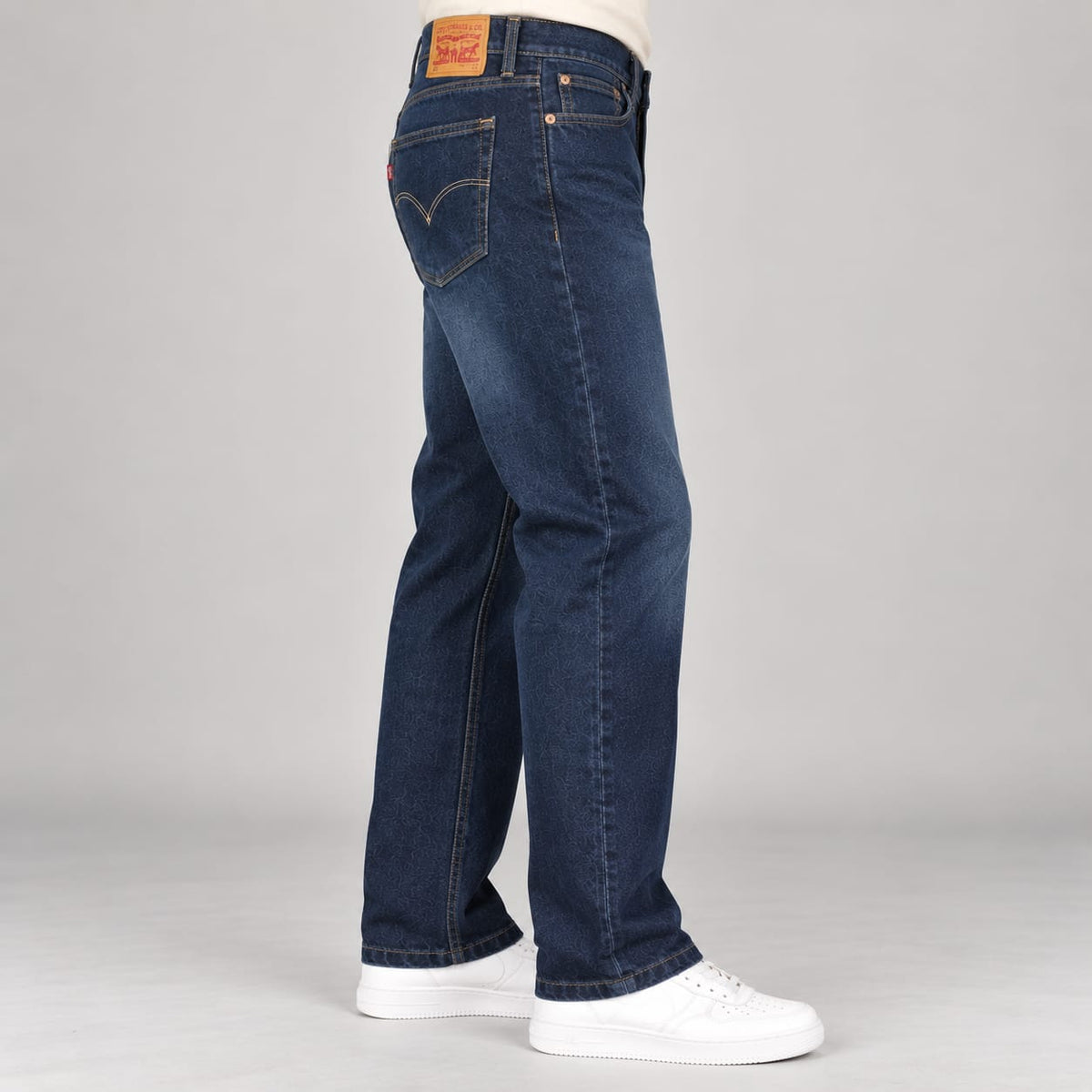 Men’s Dark Indigo Blue Straight Fit Washed Denim Jeans