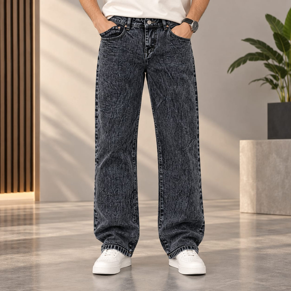 Vintage Acid Wash Charcoal Denim