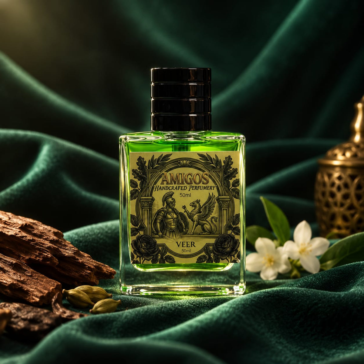 AMIGOS Veer Handcrafted Eau de Parfum for Men – Long-Lasting Woody Aromatic Perfume Spray – 50ml