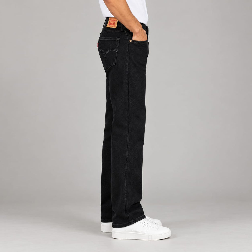 Men's Clean Black Straight Leg Stretch Denim Jeans