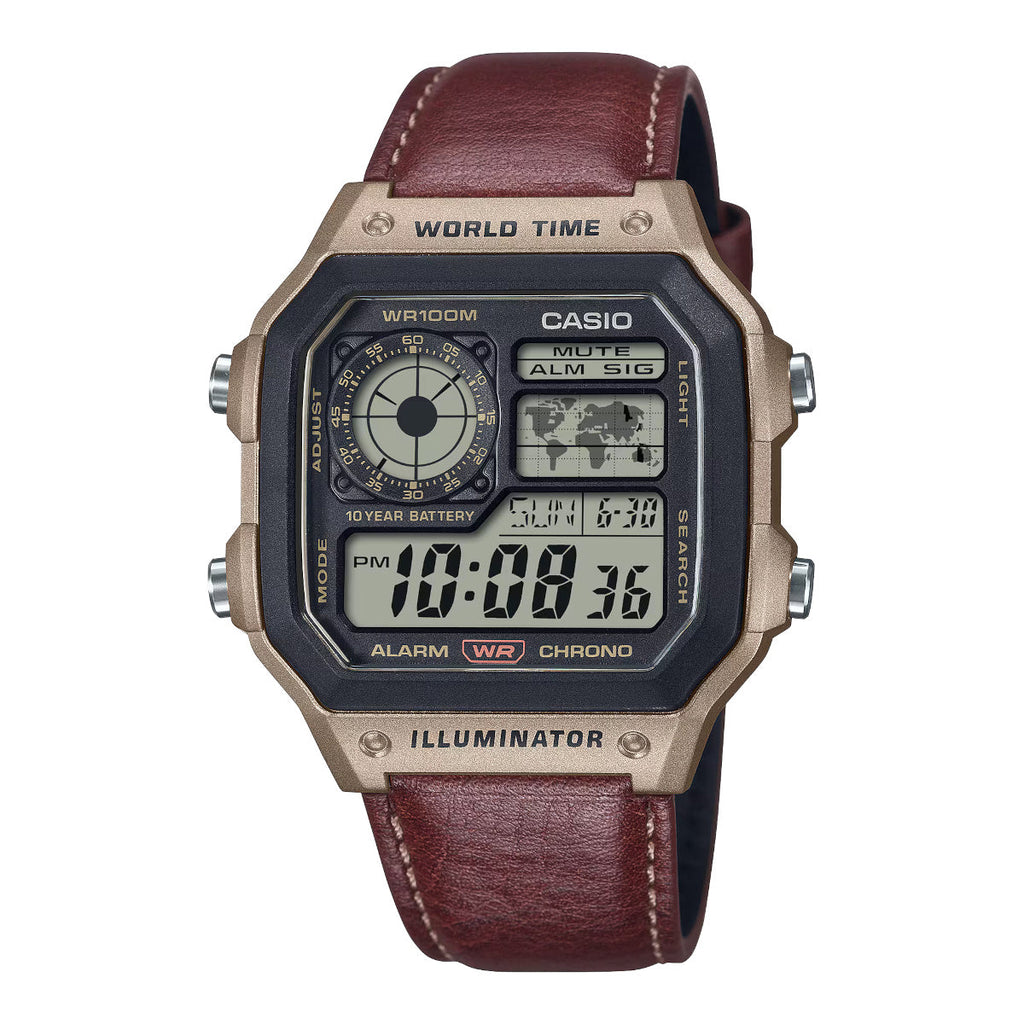 Casio Illuminator World Time Men's Digital Watch – Premium Leather Edition